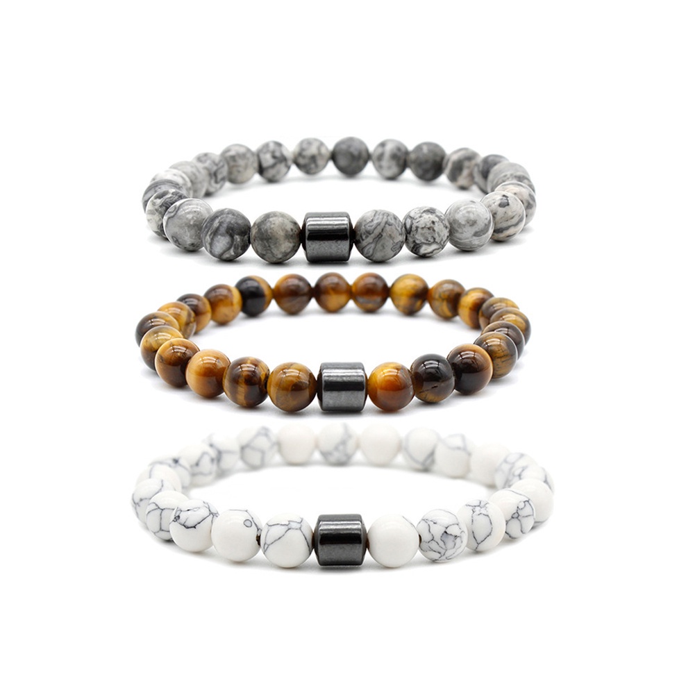 Vòng Tay Chuỗi Hạt Đá Núi Lửa Đen 8mm Phong Cách Cổ Điển Thời Trang Cho Nam JP5