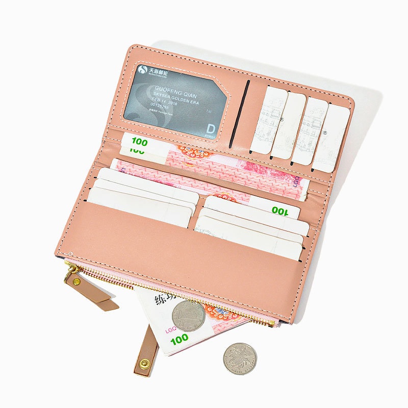 Ielgy Ví Dài Màu Trơn Nhỏ Xinh Đơn Giản Cho Nữ