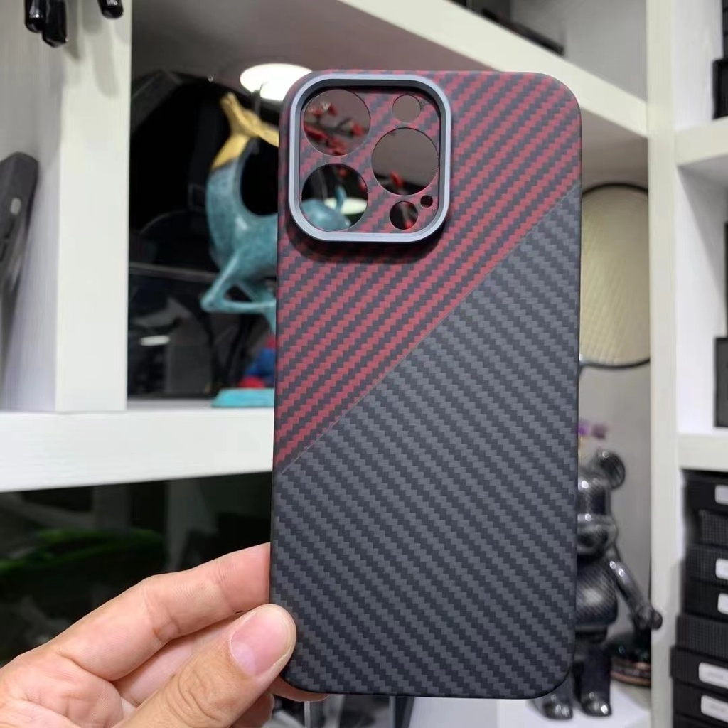 Ốp Điện Thoại Sợi Carbon Siêu Mỏng Có Vòng Nhẫn Bảo Vệ Camera Cho iphone 14 Pro Max 14 Plus