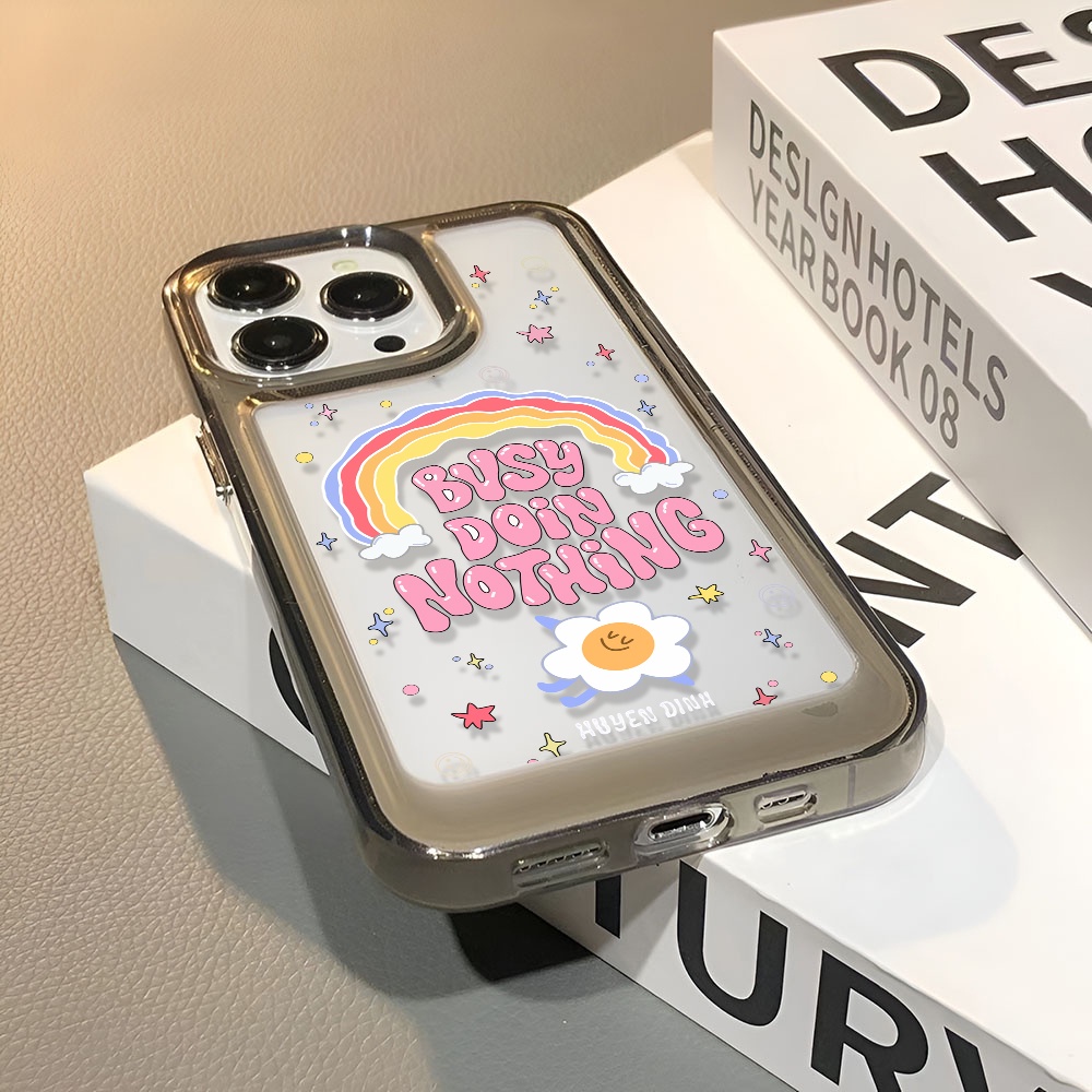 Ốp Điện Thoại Trong Suốt In Hình Hoa Và Cầu Vồng Cho iphone 14 Pro Max 13 11 12 7Plus X XR XS Max 8 7