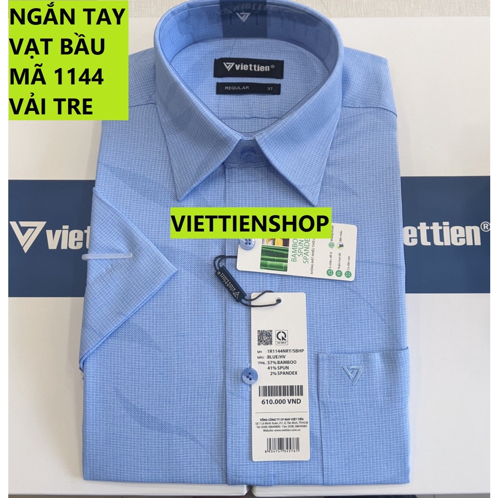 (1144 HVS) ÁO SƠ MI VIỆT TIẾN NGẮN TAY HOA VĂN