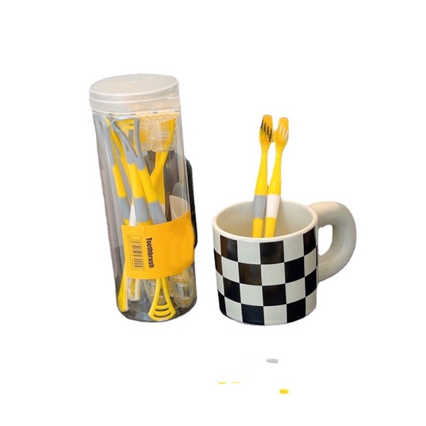 Hộp 8 Bàn Chải Đánh Răng Kèm Cạo Lưỡi Hình Vịt Vàng – Bàn Chải Đánh Răng Kèm Cạo Lưỡi