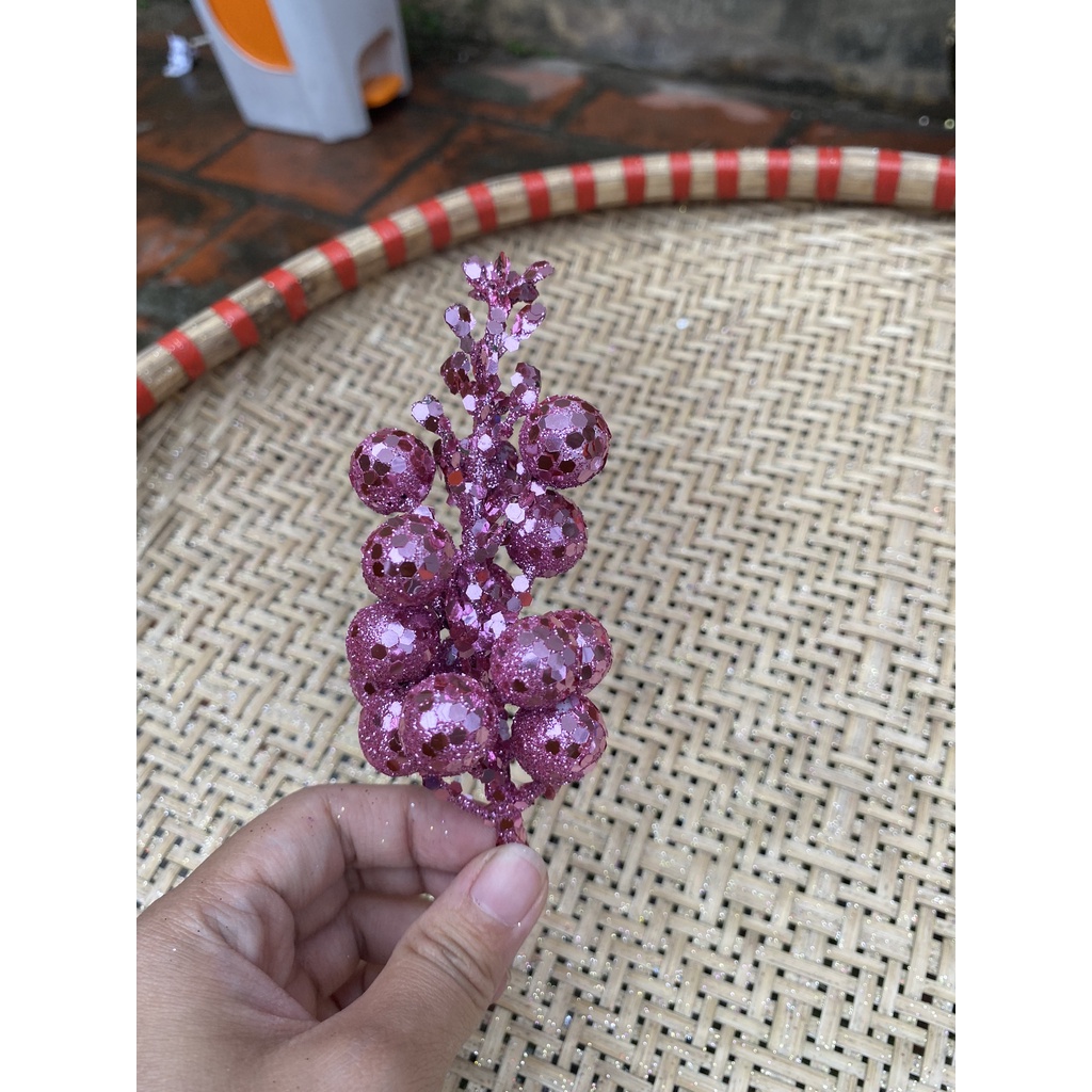 Cành sung nhũ kim tuyến size to đẹp trang trí Noel, vòng nguyệt quế, tráp oản