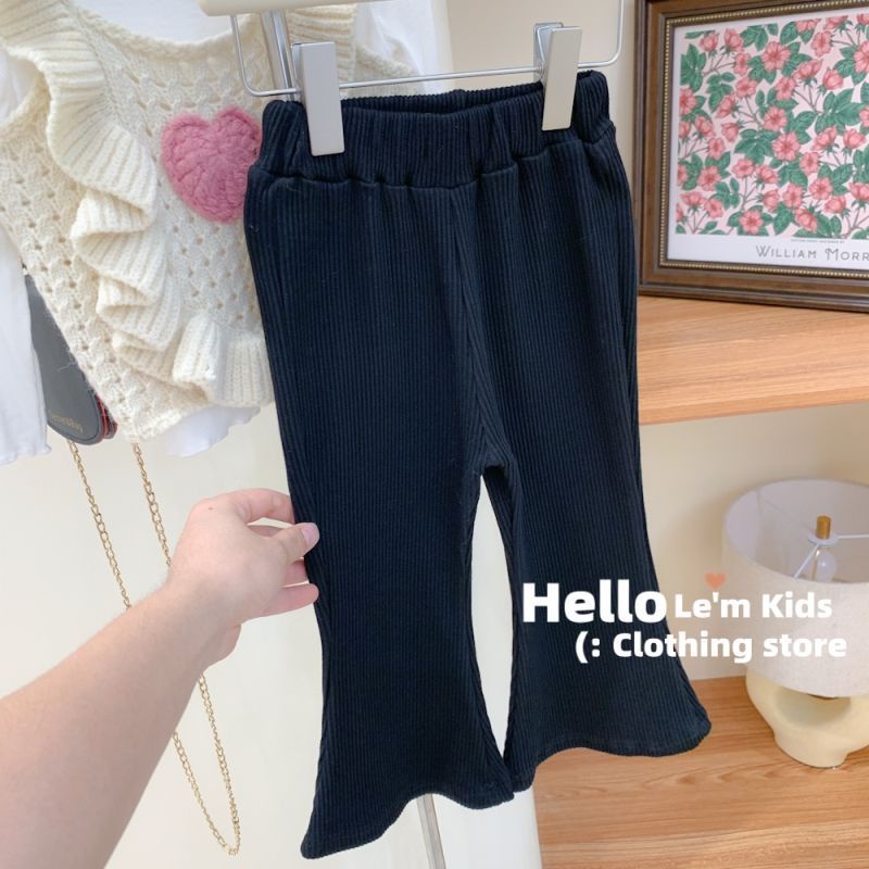 Quần Dài Ống Loe Độ Co Giãn Cao Màu Trơn Phong Cách Phương Tây Thời Trang Hàn Quốc 2022 Cho Bé Gái