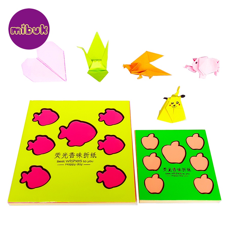 Giấy gấp Origami loại tốt màu sáng giấy gấp hạc thủ công 9x9 14x14 15x15 cm