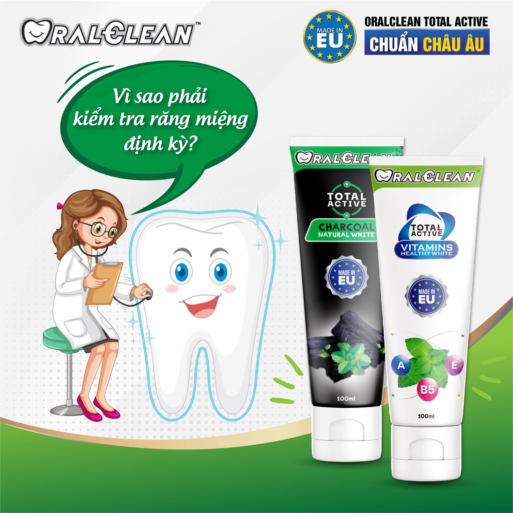 Kem đánh răng trắng răng OralClean Total Active Vitamin Healthy White 100ml