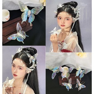 (kẹp xịn) Trâm cài kẹp bướm Hanfu cổ trang trong suốt lấp lánh sang trọng Tatitava