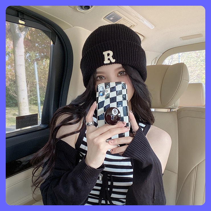 Mũ len Hàn Quốc beanie chữ R dày mịn ấm áp màu đông, nón len dáng trẻ trung cho nam nữ làm quà tặng ý nghĩa xinh xắn