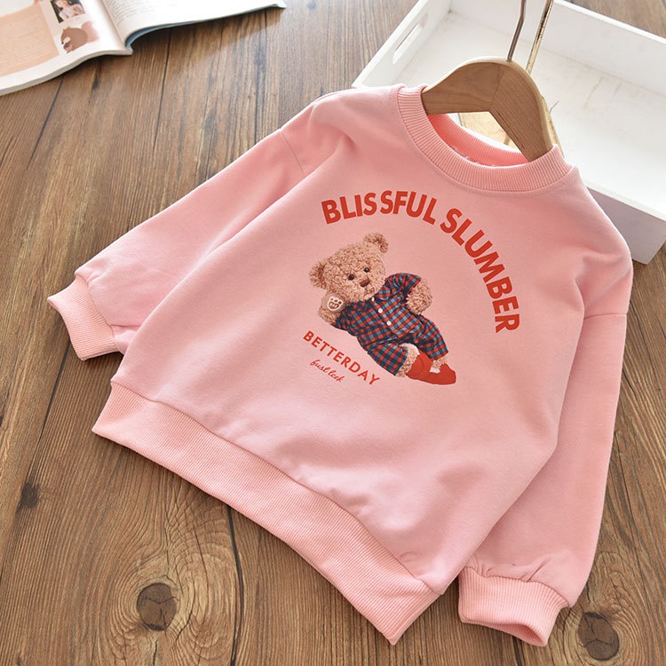 Áo sweater Cổ Tròn Họa Tiết Hoạt Hình Xinh Xắn Theo Phong Cách Xuân Thu Dành Cho Bé