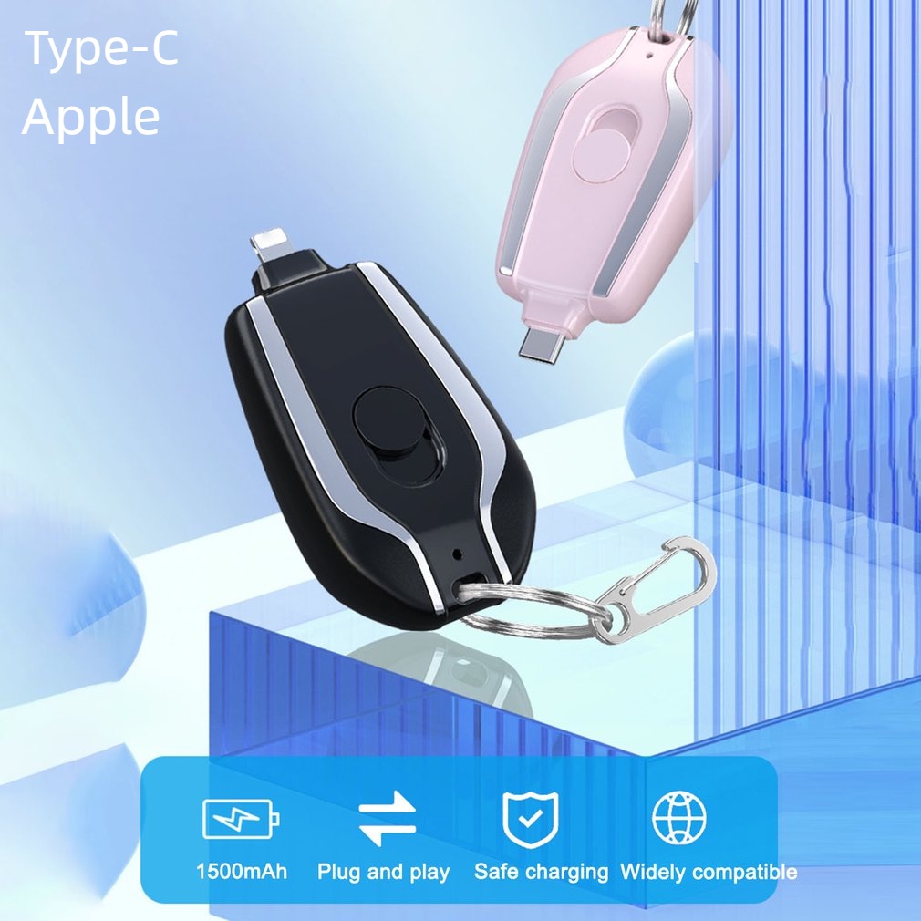 Móc Khóa Mini Kiêm Sạc Dự Phòng Apple/Type-C Tiện Dụng Móc khóa kiêm sạc dự phòng khẩn cấp dễ mang theo tiện lợi