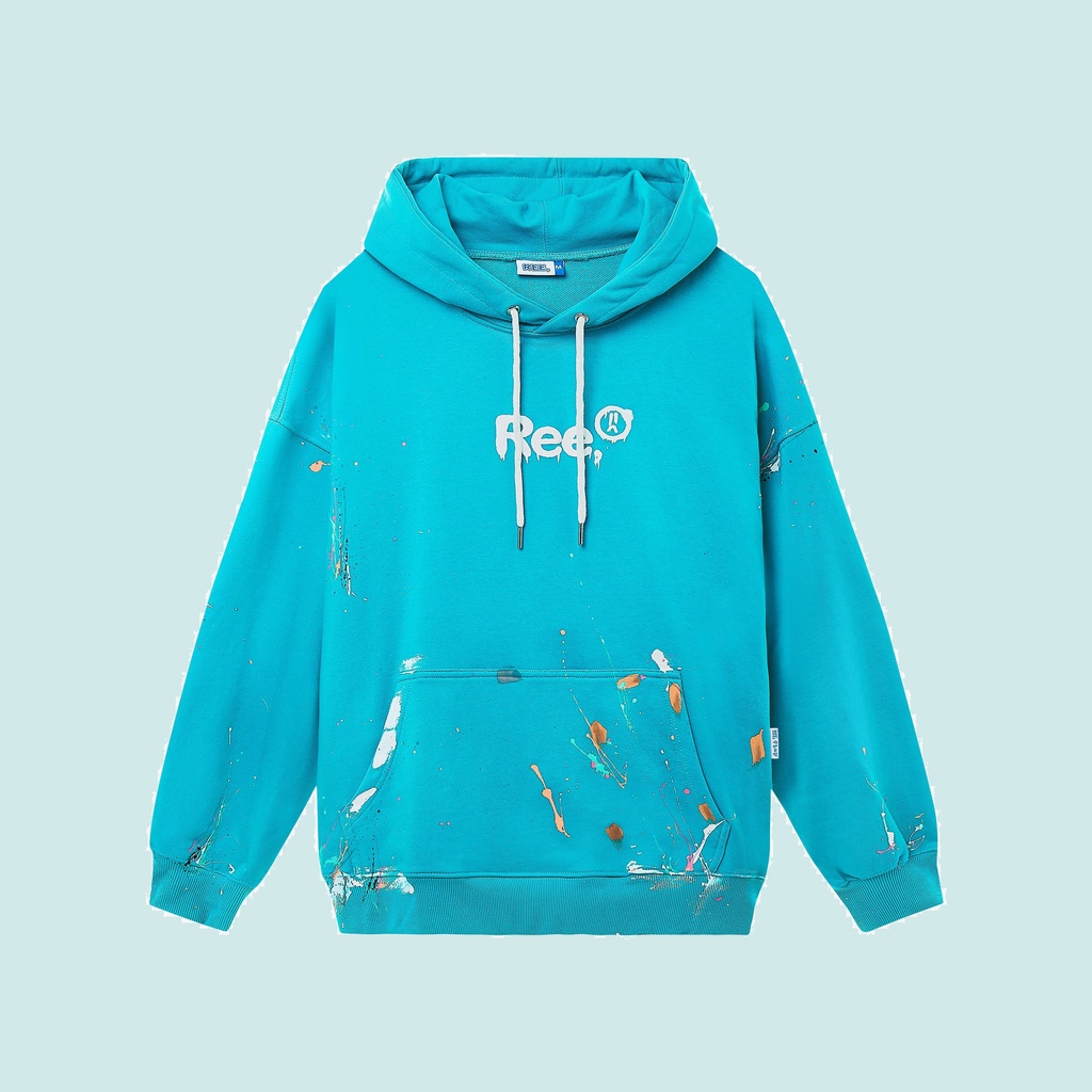 LOCAL BRAND REE - ÁO HOODIE VẨY SƠN THỦ CÔNG MÀU XANH | BigBuy360 - bigbuy360.vn