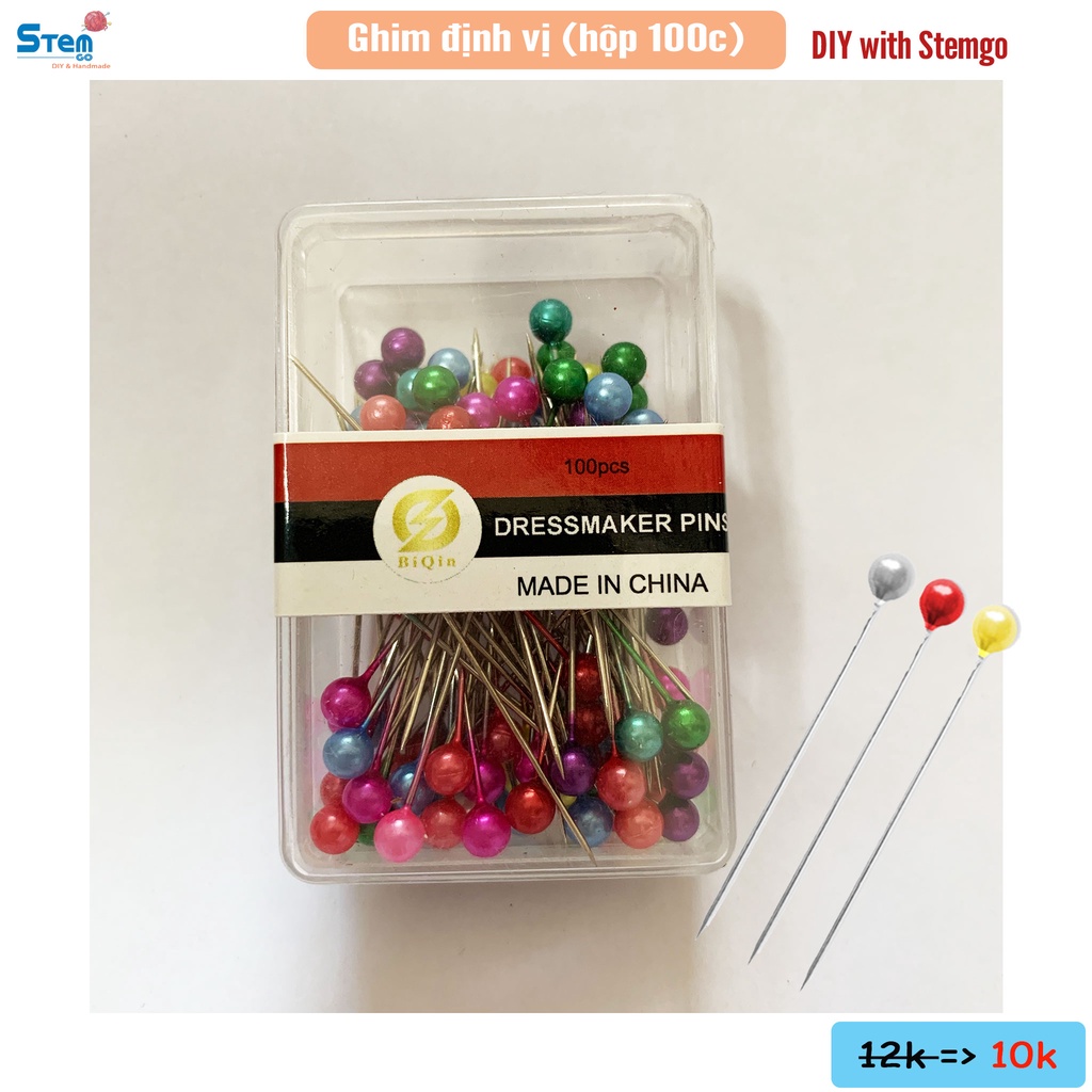 Hộp ghim định vị (100c) dùng trong may vá, đan móc giúp cố định sản phẩm