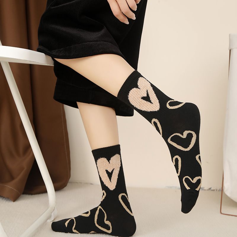 Bán Chạy#Tất Cotton Cổ Cao Màu Sắc Cà Phê Thời Trang Thu Đông Xinh Xắn Cho Nữ