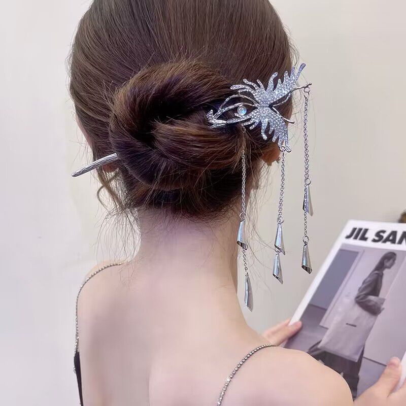 Trâm cài tóc CHLINS trang trí bươm bướm tua rua đính đá nhân tạo thời trang dành cho nữ