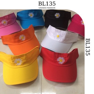 Nón Nam Nữ Nửa Đầu Thêu Hoa Cúc Trắng, Mũ Tennis Không Nóc Thể Thao - BL135