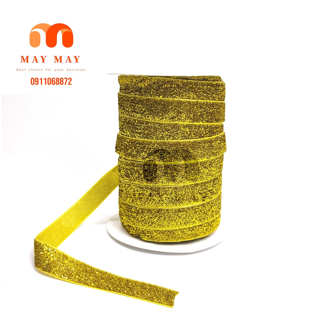 Ruy băng nhủ kim tuyến 1cm 2cm 4cm > Ruy băng nhung trang trí giáng sinh 5 mét