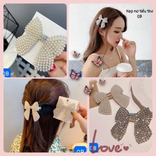 Kẹp nơ cài tóc tiểu thư đính xoàn siêu đẹp