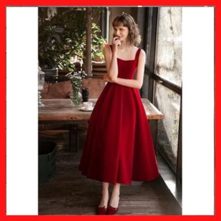 [freeship] đầm xoè đỏ đô xếp li nữ chất liệu cotton lạnh dáng dài có 3 size và ảnh thật - Đầm Váy Rẻ 2022