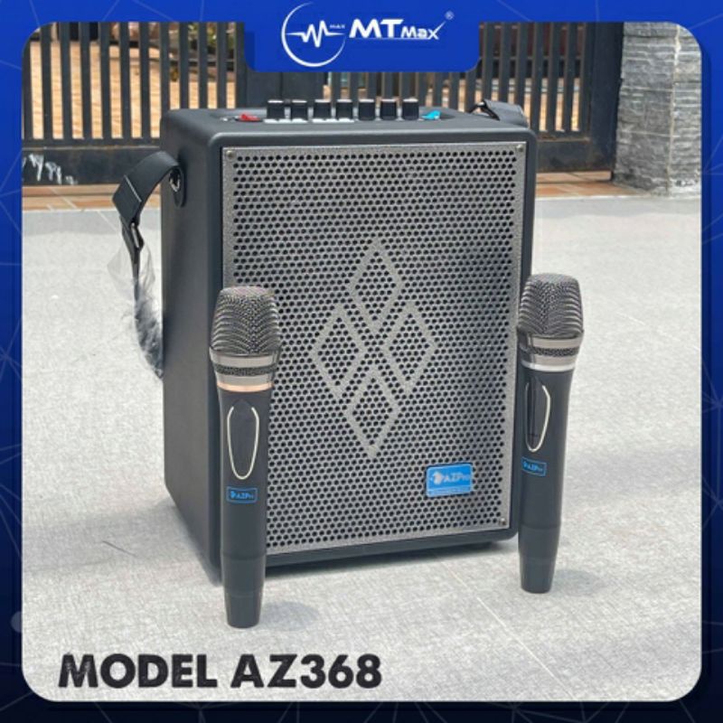 Loa Xách Tay karaoke Bluetooth Azpro 366 Mẫu Mới Bass 15cm 1 Trung 1 Treble 2 Mic Chống Hú