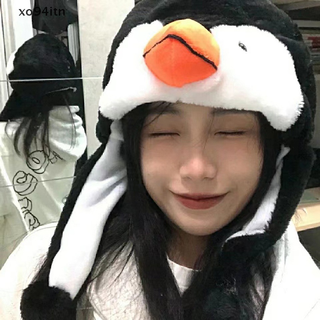 1 Mũ Giữ Ấm Hình Chim Cánh Cụt Hoạt Hình Nhồi Bông Đáng Yêu