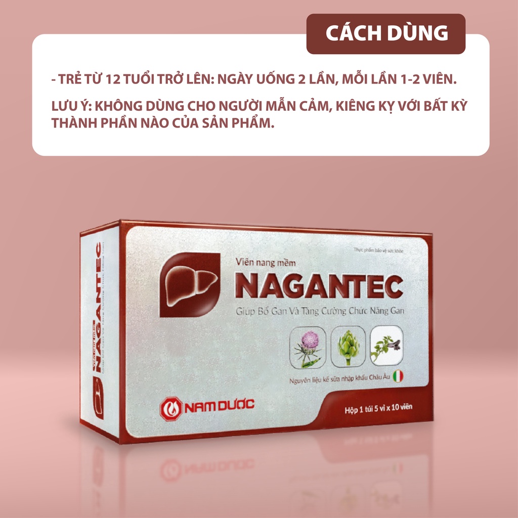 Viên nang mềm Nagantec Nam Dược giúp bổ gan và tăng cường chức năng gan hộp 50 viên