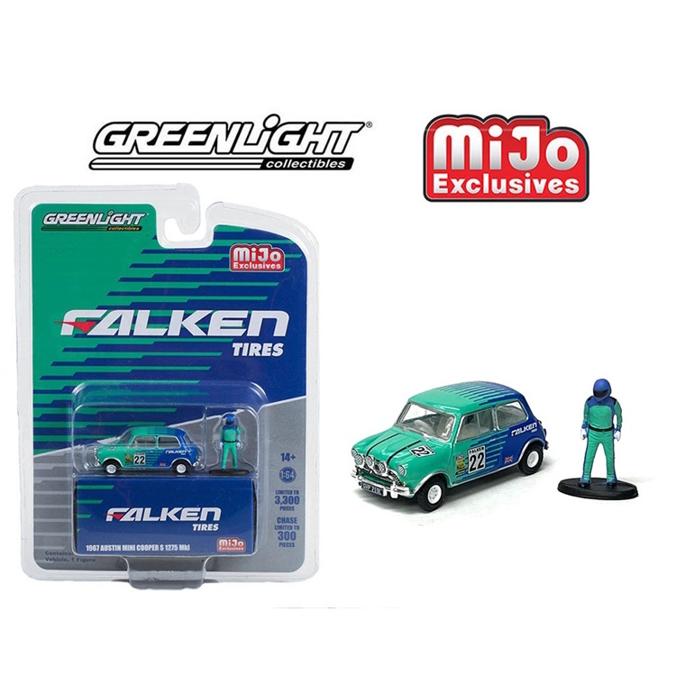 Saigontoys 1967 Austin Mini Cooper S 1275 MKI Falken Tire With Driver - Xe Mô hình tĩnh Greenlight Tỷ lệ 1:64