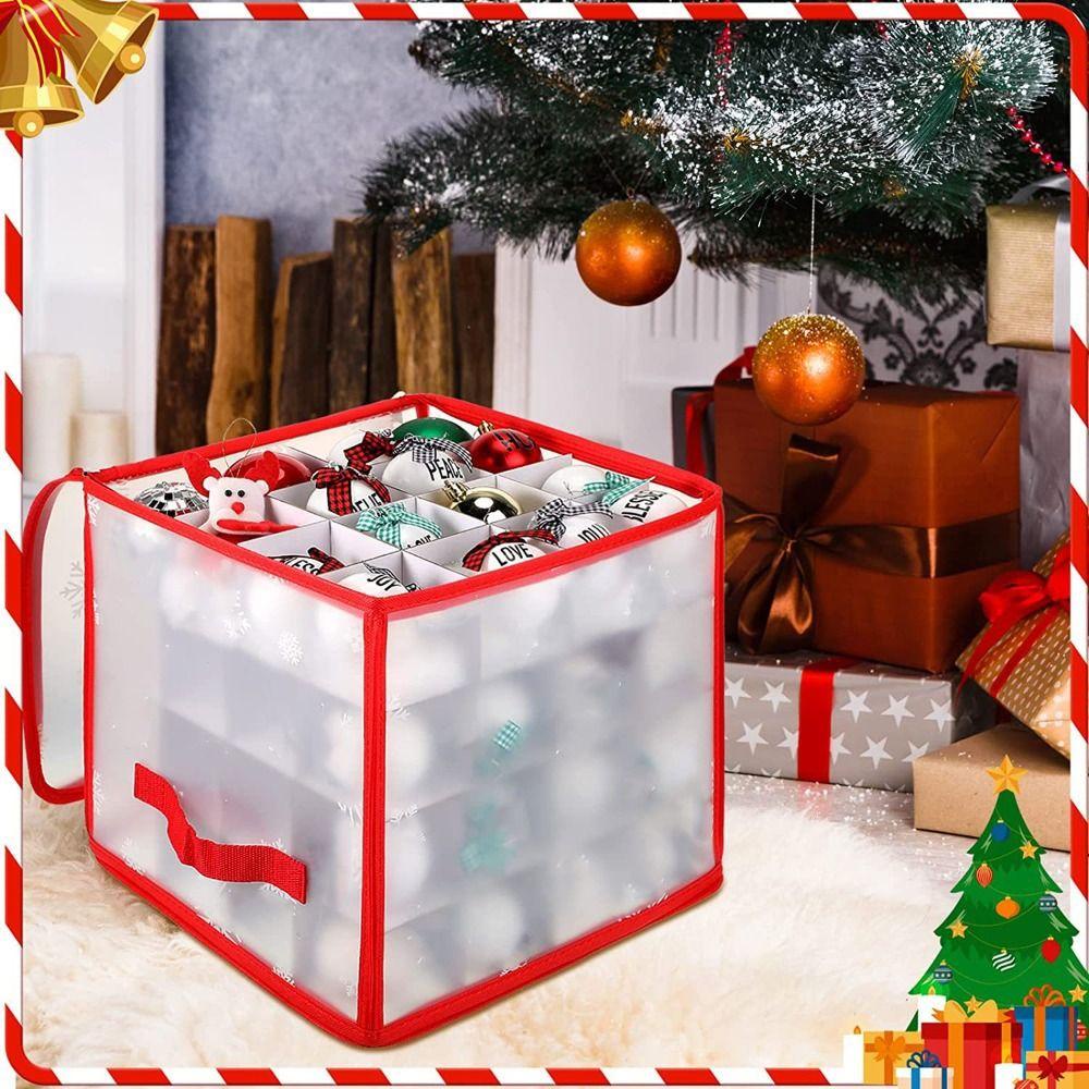 Hộp Đựng Đồ Chơi 64 Ngăn Phân Loại Bằng Nhựa PP Họa Tiết Giáng Sinh Có Nắp Đậy Sức Chứa Lớn Siêu Bền