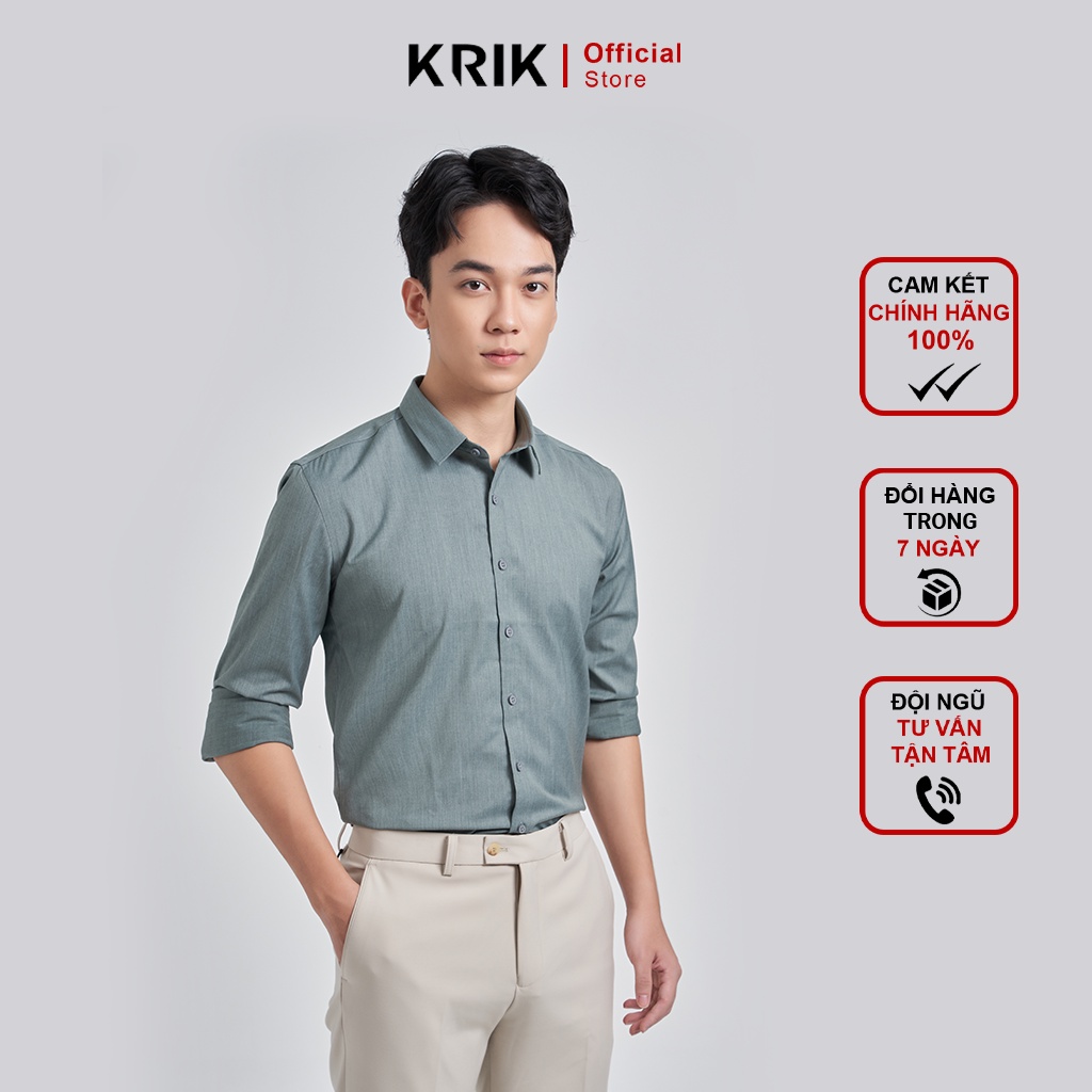 Áo Sơ Mi Nam Local Brand KRIK Form Slimfit Hàn Quốc Chất Liệu Lụa Cao Cấp Co Dãn Thoáng Khí Sm0243