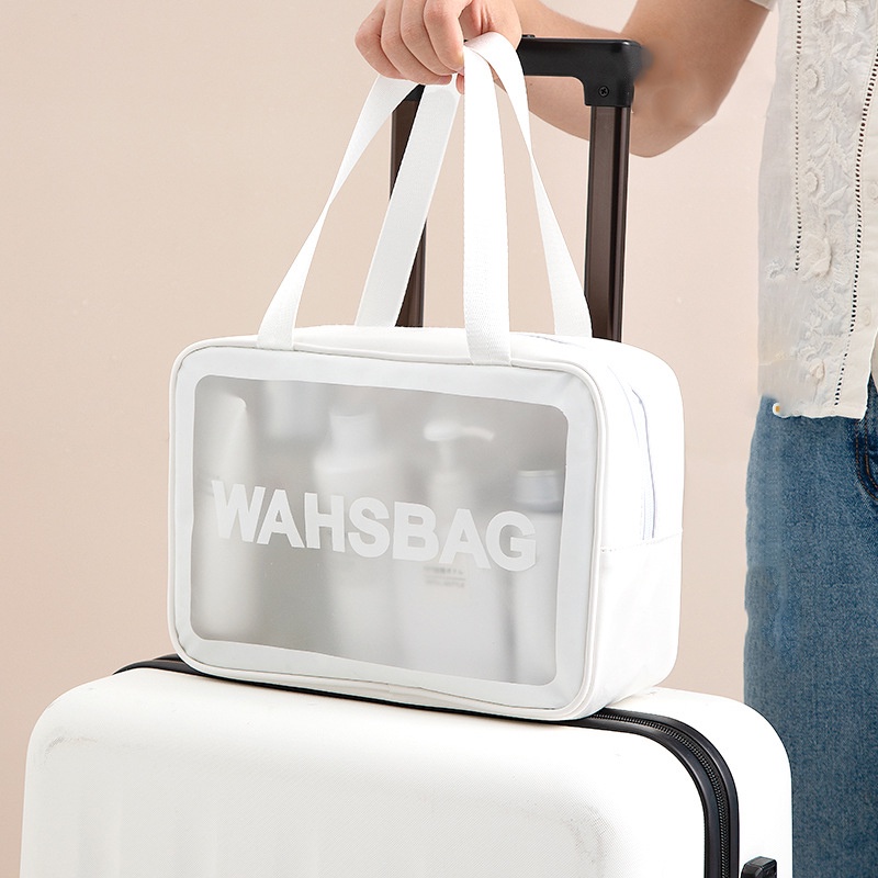 Túi Đựng Mỹ Phẩm Cầm Tay Da PU Trong Suốt Cỡ Lớn Chống Thấm Nước Cho Nữ