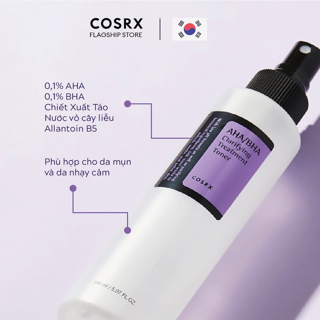 Nước Hoa Hồng Tẩy Tế Bào Chết Hoá Học (AHA + BHA) COSRX Clarifying Treatment Toner