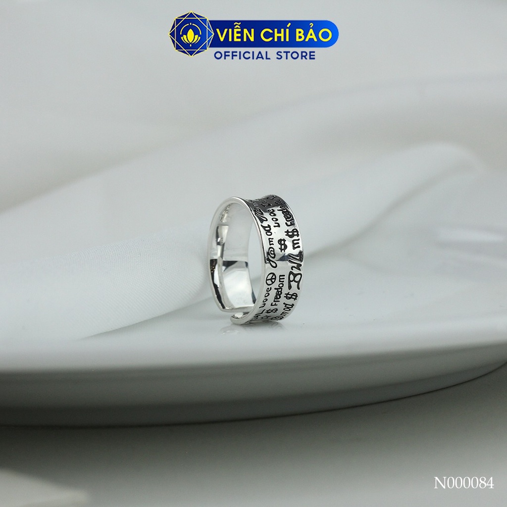 Nhẫn chữ cá tính chất liệu bạc Thái 925 thời trang phụ kiện trang sức nữ Viễn Chí Bảo N000084