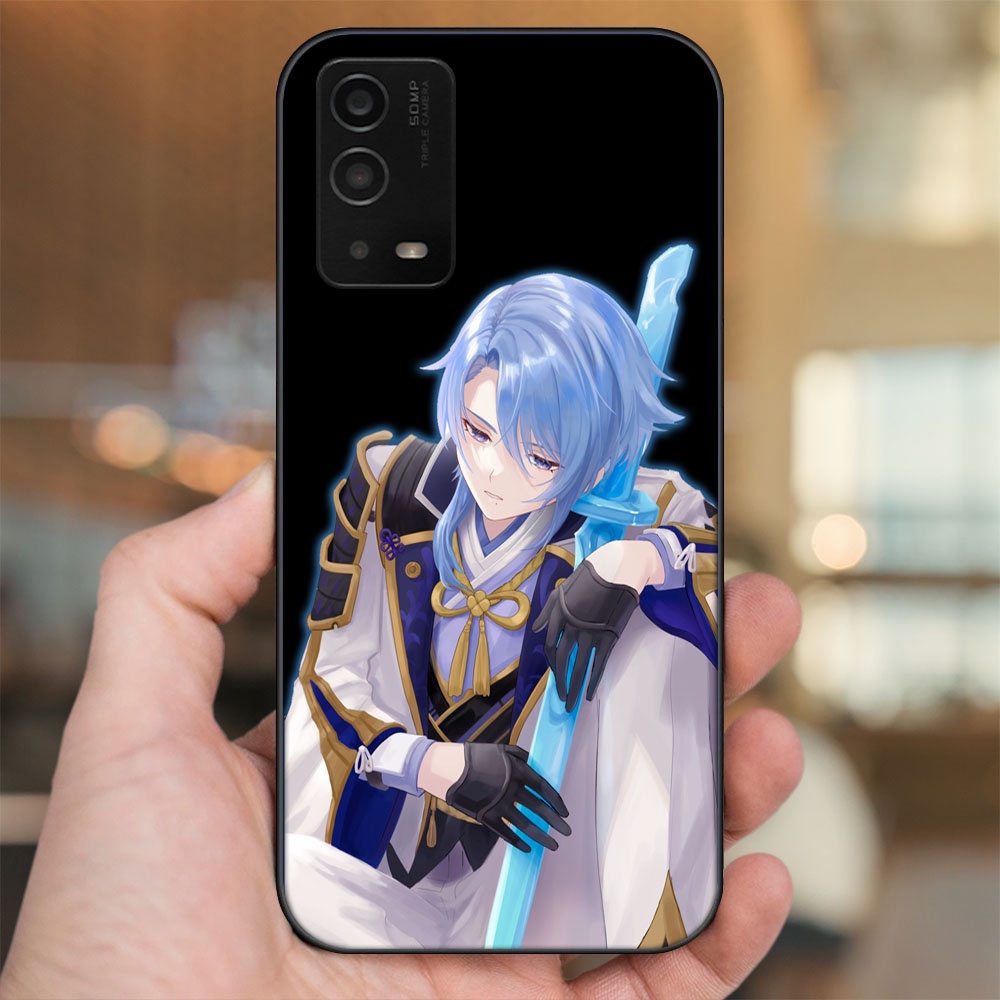 Ốp lưng Oppo A55 4G, A55 5G viền đen in hình Kamisato Ayato Genshin Impact