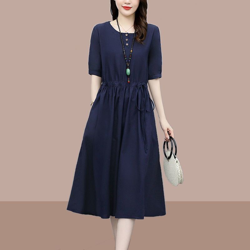 Đầm Dáng Chữ a Vải Cotton Lanh Mỏng Cao Cấp Phong Cách Nhật Bản Mới