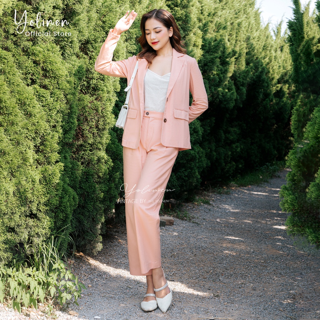 Bộ vest blazer nữ dáng suông nhẹ YOLINEN thiết kế trẻ trung thời trang mùa thu đông cho nữ | BigBuy360 - bigbuy360.vn