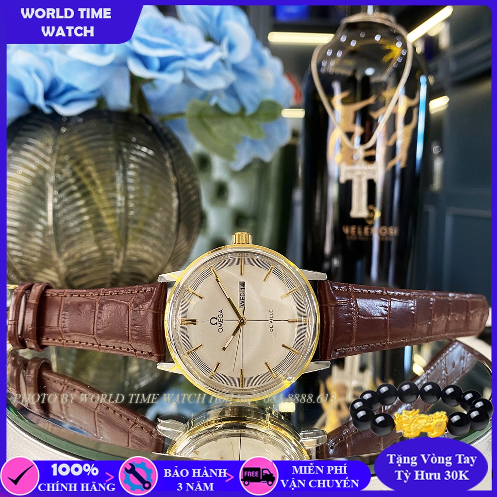 Đồng hồ nam Omega 1127SA dây da cao cấp , full box, thẻ bảo hành 3 năm toàn quốc, kính sapphire chống xước chống nước