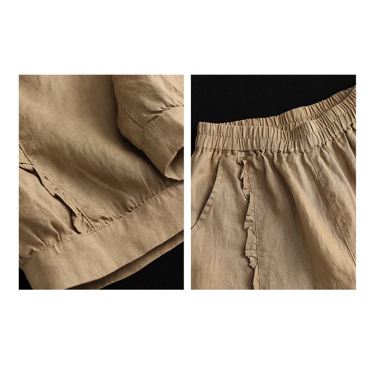 Quần Harem Dài Tới Mắt Cá Chân Dáng Ôm Bằng Cotton Lanh Màu Trơn Lưng Cao Thời Trang Mùa Hè Kiểu Dáng Đơn Giản Dành Cho Bạn Nữ