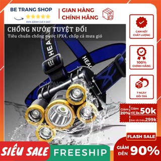 Đèn Pin Đội Đầu 5 Bóng Siêu Sáng Chống Nước Kèm Sạc( kèm ảnh thật )