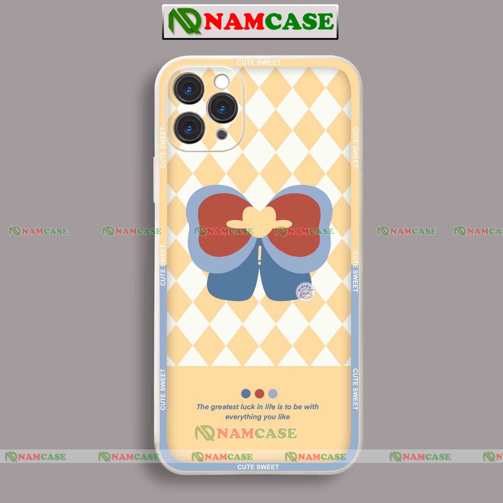 Ốp lưng điện thoại iPhone cặp đôi hình nơ cute dễ thương đẹp cạnh vuông cho ip 6/6s/7/8/X/XS/XR/11/12/13/14 Pro Plus Max