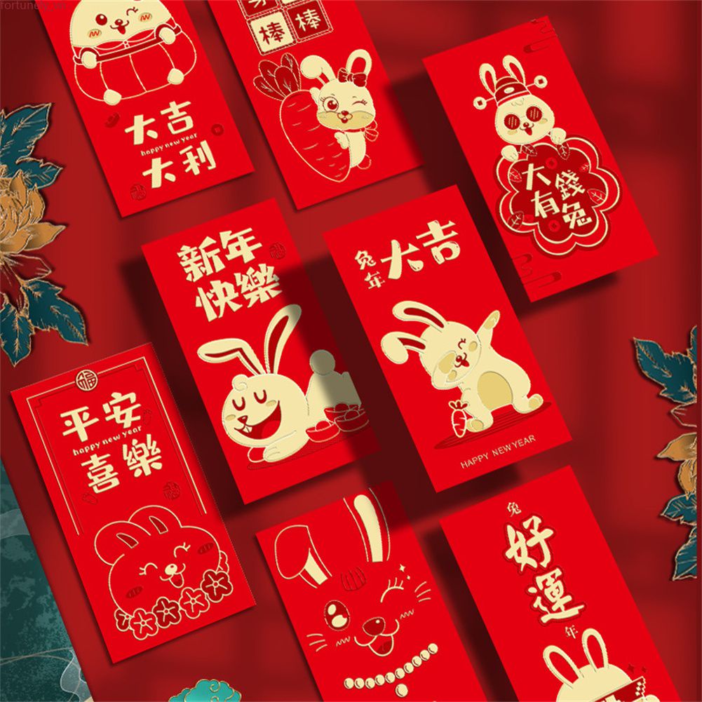 【Ready Stock】 6Pcs 2023 Mão Đỏ Gói Tin Trung Quốc Mới Năm Đỏ Bao Thư Gấp Tiền Bao Thư Mùa Xuân lễ Hội Năm Mới Của Túi