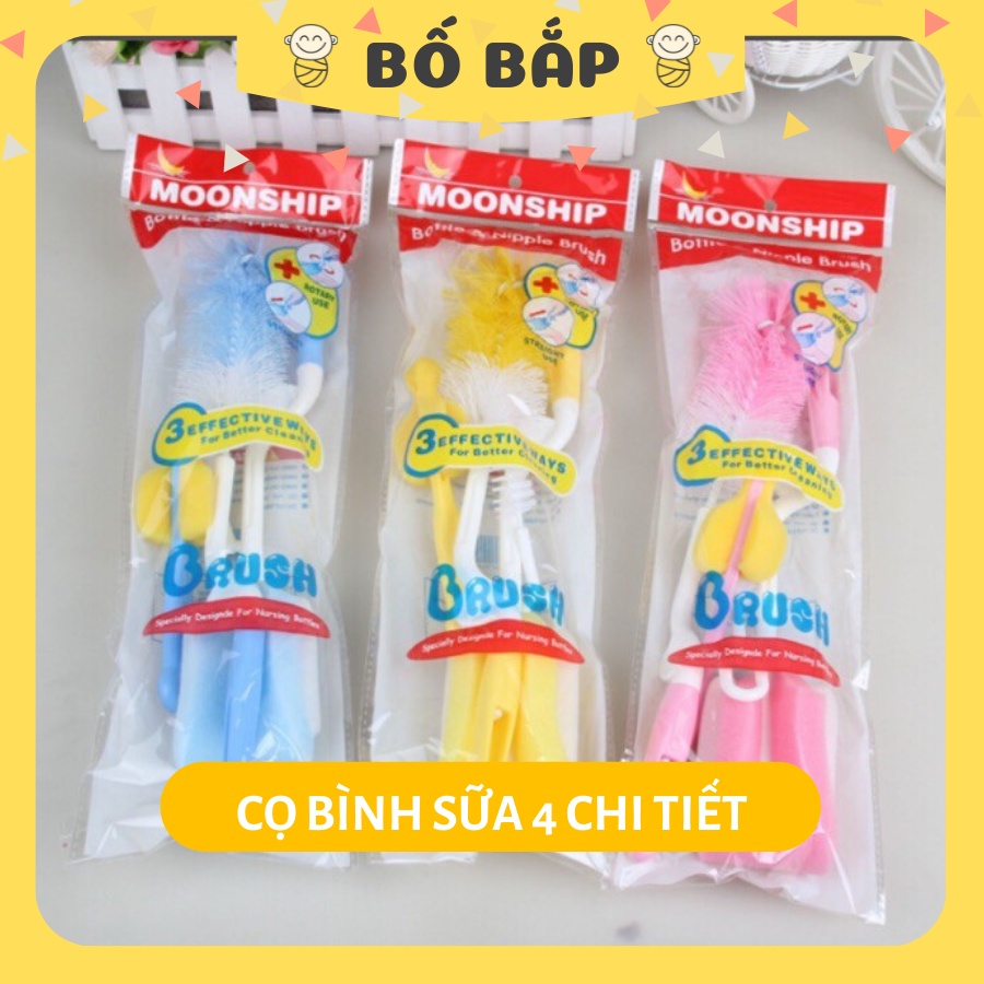 Bộ Cọ Rửa Bình Sữa 4 Chi Tiết ⚡MẪU MỚI 𝟐𝟎𝟐𝟏⚡ Siêu Tiện Lợi Cho Mẹ - Bố Bắp Store