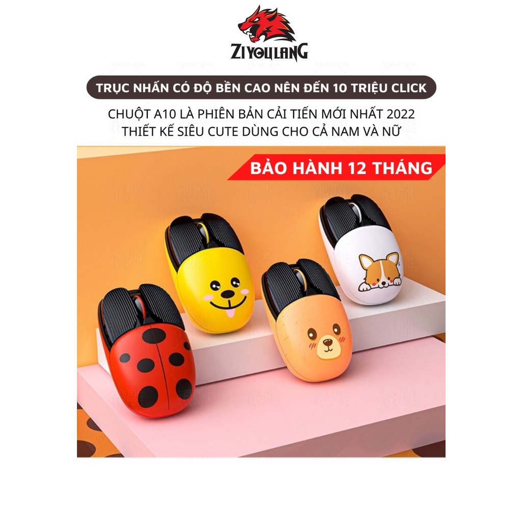 Chuột Bluetooth Không Dây ZiyouLang A10 Mẫu Cute Nhỏ Gọn Pin Sạc Tiện Lợi Kết Nối Đa Thiết Bị Máy Tính / Pc / ĐT / Mac