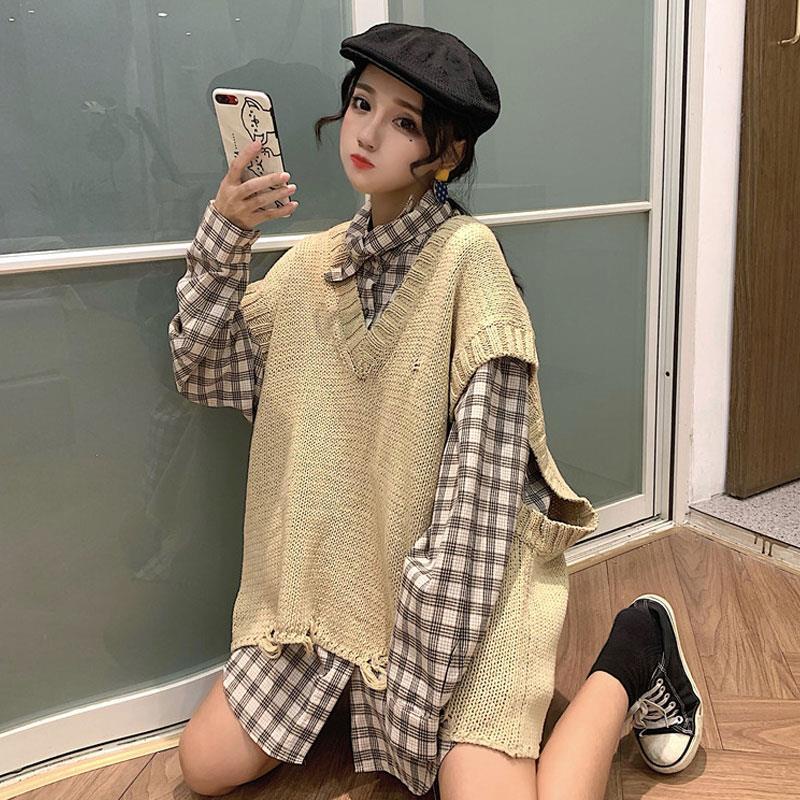 Áo Len Không Tay Thiết Kế Mới Thời Trang Mùa Xuân Thu Theo Phong Cách Hàn Quốc Cho