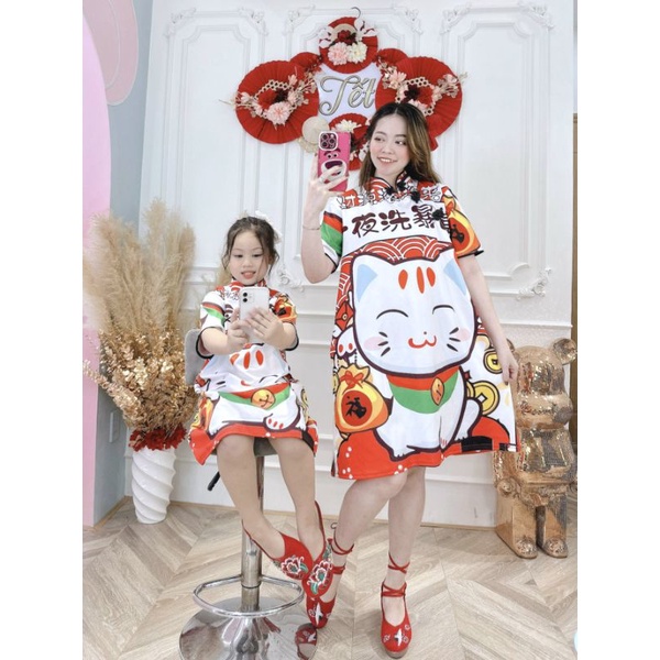 Đầm Sườn Xám Mẹ và Bé