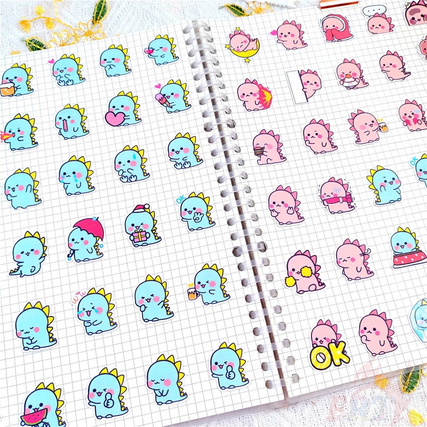 Set 60 Món Đồ Chơi Chất Lượng Cao ☆ Sticker Dán Trang Trí Nhật Ký Hình Khủng Long Ngộ Nghĩnh Q-2 ☆ Sticker Dán Trang Trí Album Thời Trang DIY Kích Thước 2~3cm