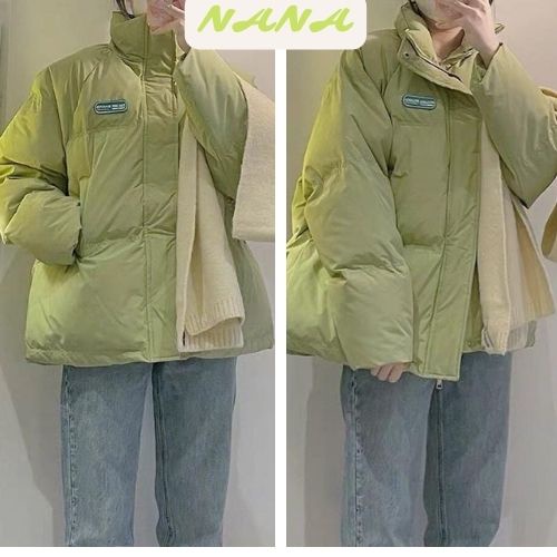 Áo phao xanh mint unisex tay bồng trơn / Áo khoác form rộng thiết kế kiểu dáng thể thao, cá tính Nanashop