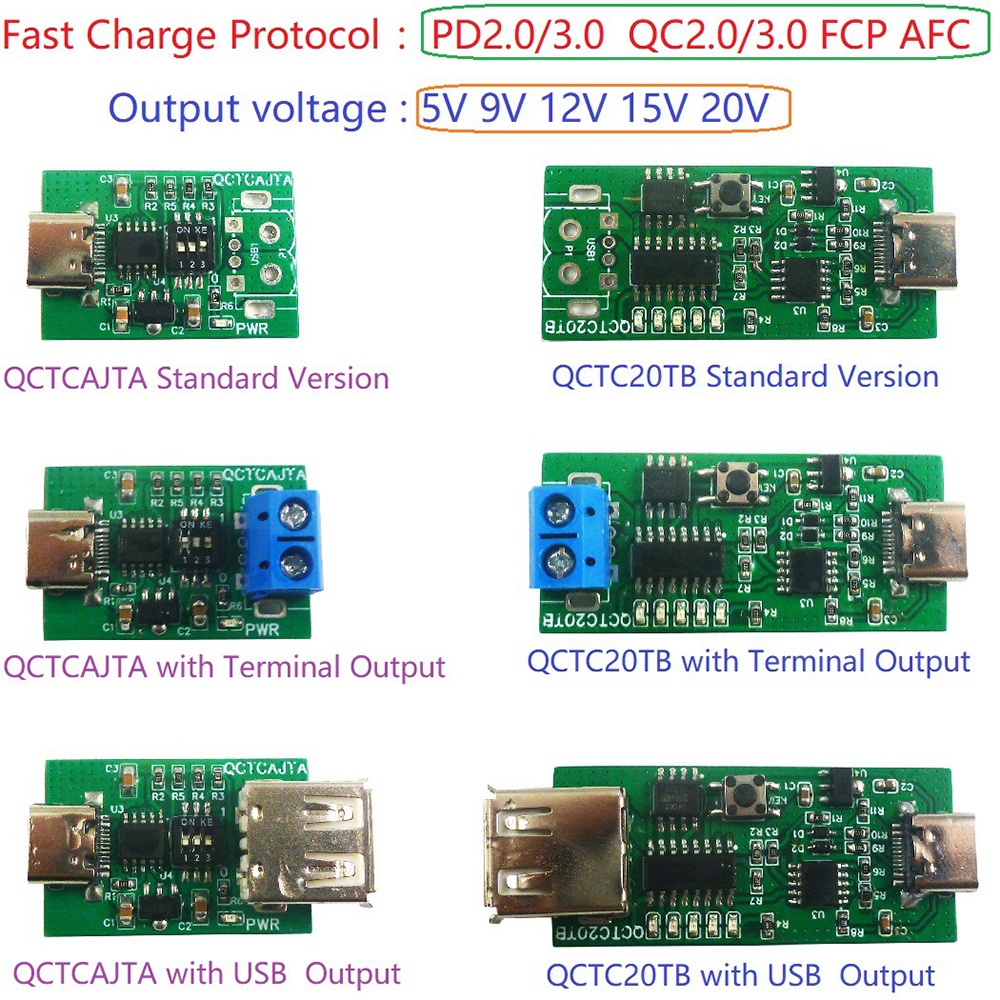 Mô Đun Kích Hoạt Sạc Nhanh Loại C PD2.0 PD3.0 QC2.0 QC3.0 PD2.0 AFC