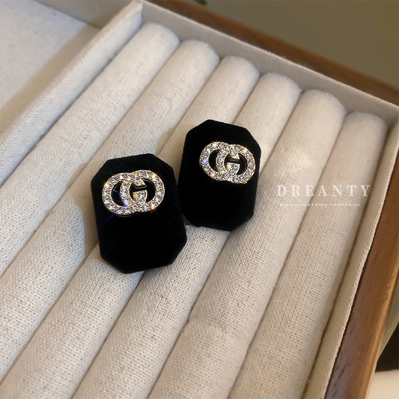 Bông Tai Xỏ Vải Nhung Màu Đen Thời Trang Thu Đông Dành Cho Nữ