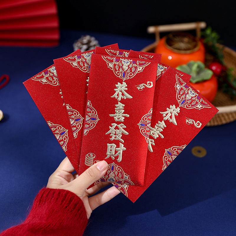 Bao Lì Xì Năm Mới Của Trung Quốc Kèm Con Dấu Dập Vàng Và 100 Túi Dày Dặn Và 1000 yuan