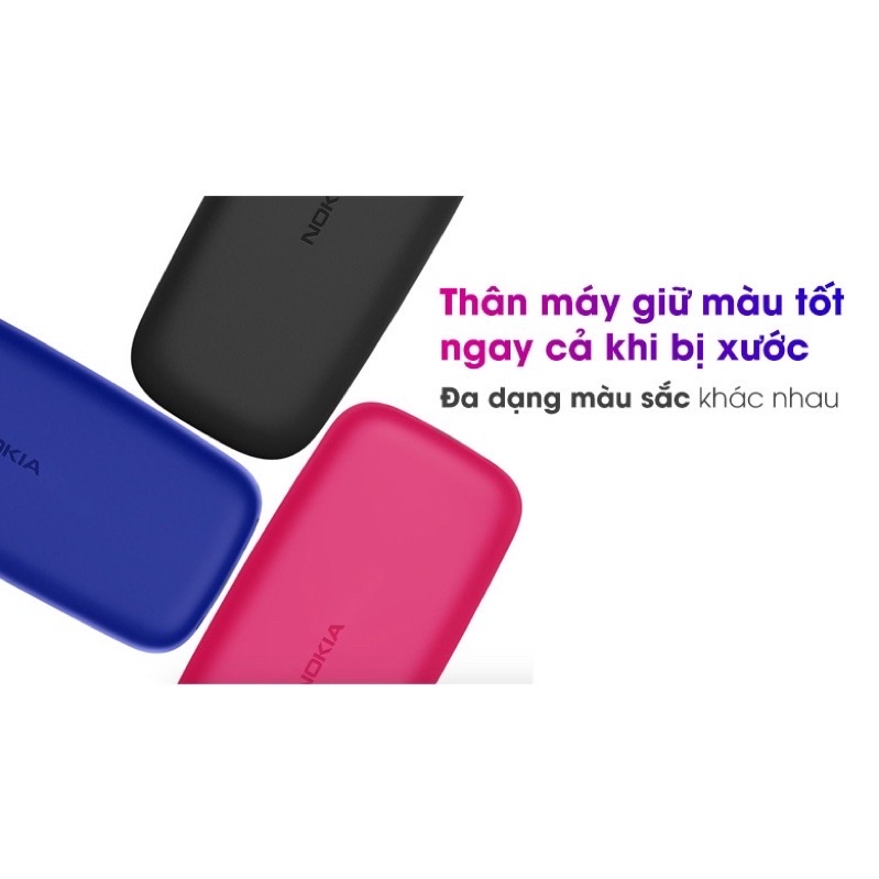 Nokia 105,  2 sim mẫu mới nhất, Điện thoại nokia nghe gọi loa lớn kèm pin sạc, BH 1 năm