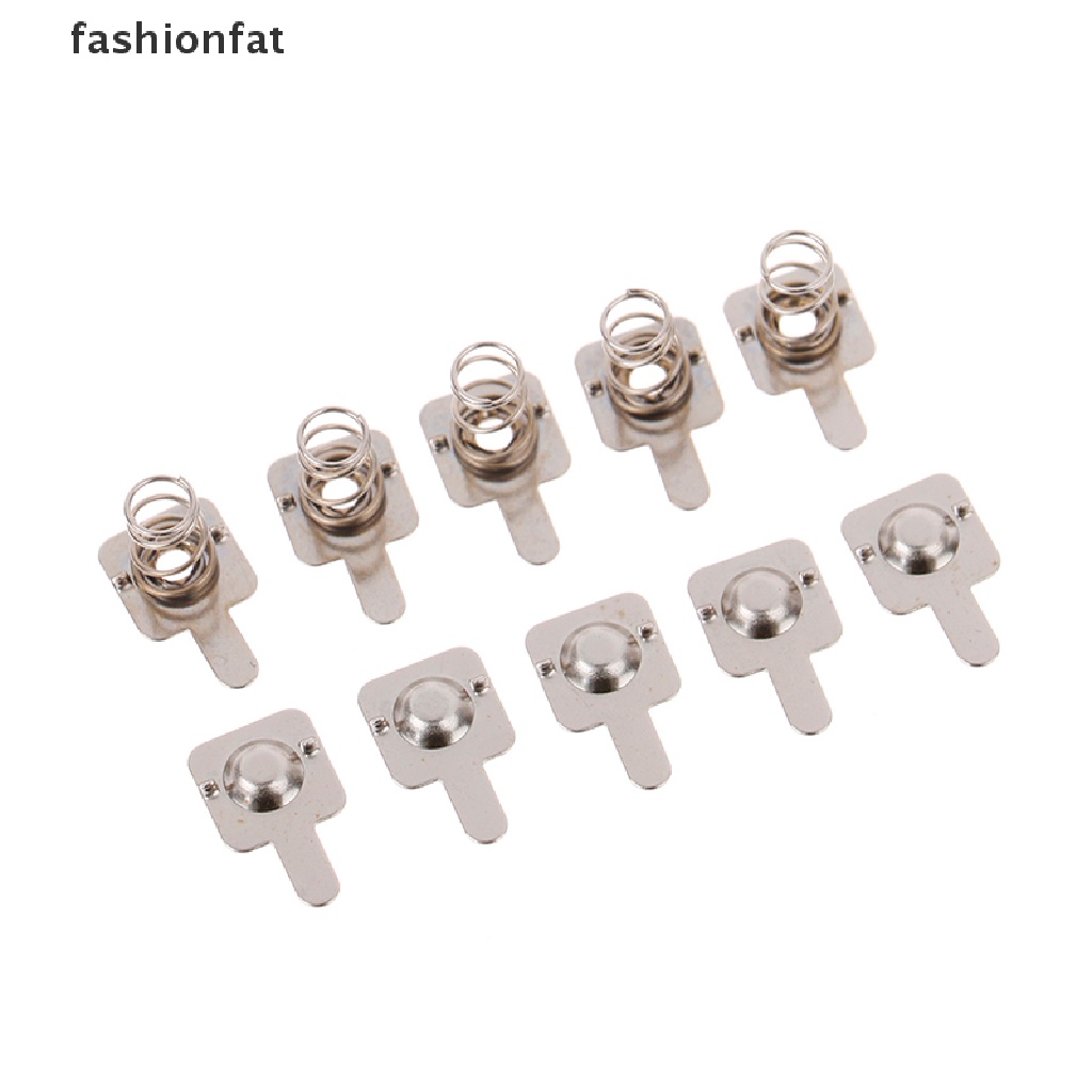 Set 10 Cặp Đĩa Lò Xo Thay Thế Bằng Kim Loại Màu Bạc Cho Pin AAA
